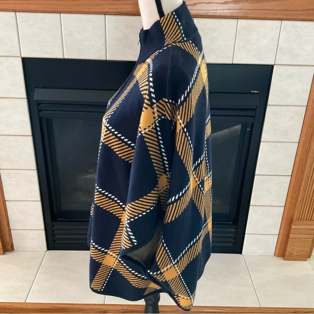 Jones New York Signature Preppy Plaid Poncho, Women’s Sz S - Picture 3 of 9
